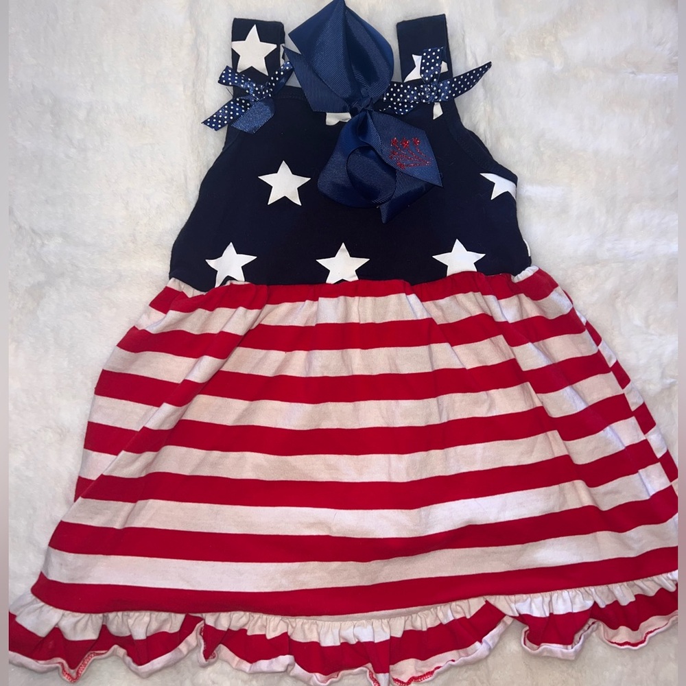 Patriotic Stars & Stripes Dress with Bow size 3/4 (No Brand)